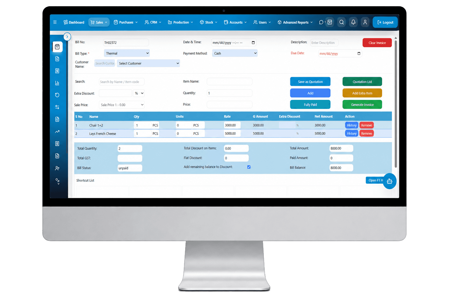 PANDAS ERP dashboard preview